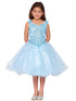 Cinderella Couture Big Girls Blue 3D Flower Strap Junior Bridesmaid Dress 8-16 - SophiasStyle.com